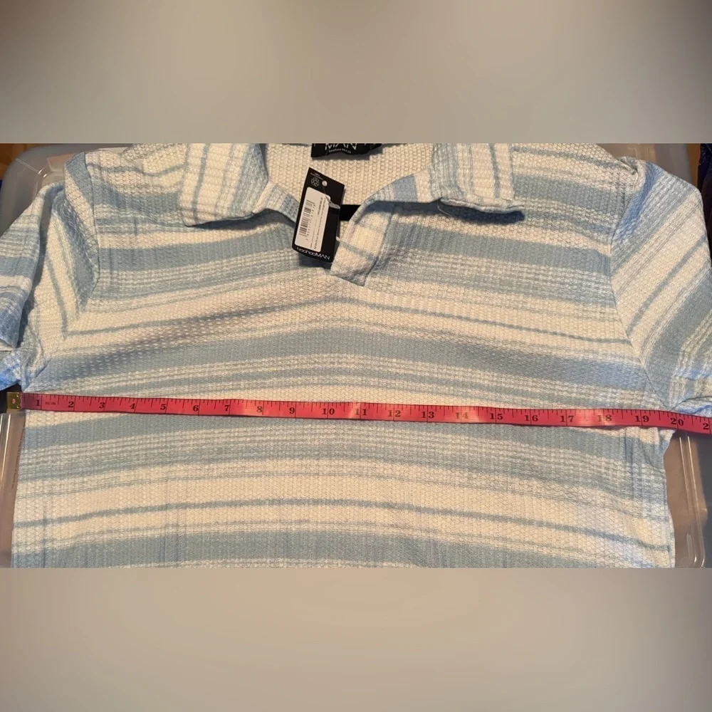 BoohooMAN Tall Slim Revere Abstract Textured Polo Short Set light blue-S